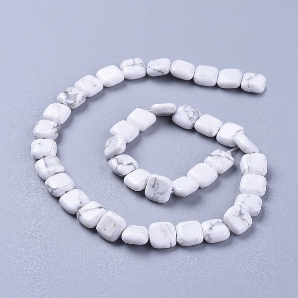 

PandaHall Natural Howlite Beads Strands, Square, 10~11x10~11x4~5mm, Hole: 0.8~1mm, about 37pcs/Strand, 15.35 inch(39cm) Howlite Square