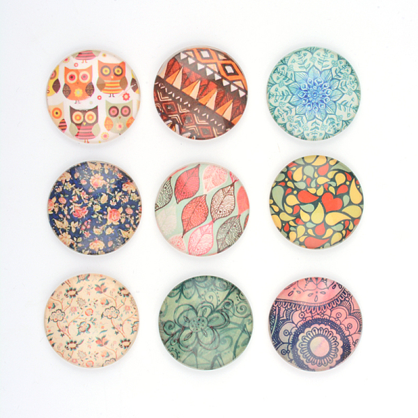 

PandaHall Printed Glass Cabochon, Half Round/Dome, Mixed Color, 12x4mm Glass Half Round Multicolor