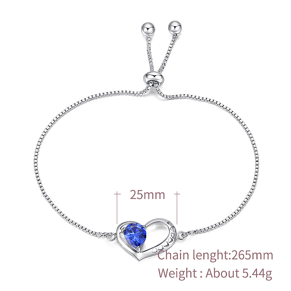 

PandaHall Eco-Friendly Electroplate Brass Slider Bracelets, Bolo Bracelets, with Cubic Zirconia, Heart, Platinum, 10-3/8 inch(26.5cm) Cubic..., Blue