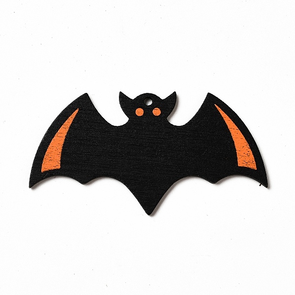 

PandaHall Single Face Printed Wood Big Pendants, Halloween Charms, Black, Bat, 39x74x2.5mm, Hole: 3mm Wood Bat