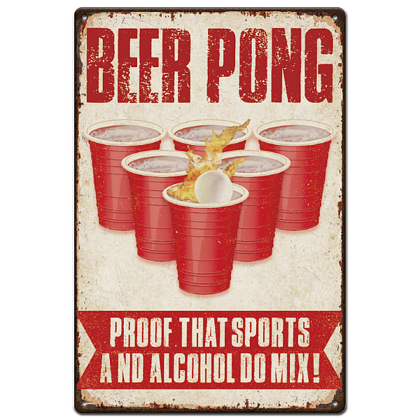

PandaHall SUPERDANT Beer Pong Tin Sign Proof that Sports and Alcohol Do Mix Vintage Metal Signs Funny Wall Art Poster Metal Decor for Bar...