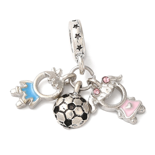 

PandaHall Rack Plating Alloy Light Rose Rhinestone European Dangle Charms, Large Hole Football & Boy & Girl Pendants with Enamel, Cadmium..., Pink