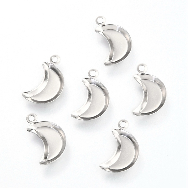 

PandaHall 201 Stainless Steel Pendant Cabochon Settings, Moon, Stainless Steel Color, 16x9.5x1.6mm, Hole: 1.6mm, 10x3.8mm Inner Diameter 201...