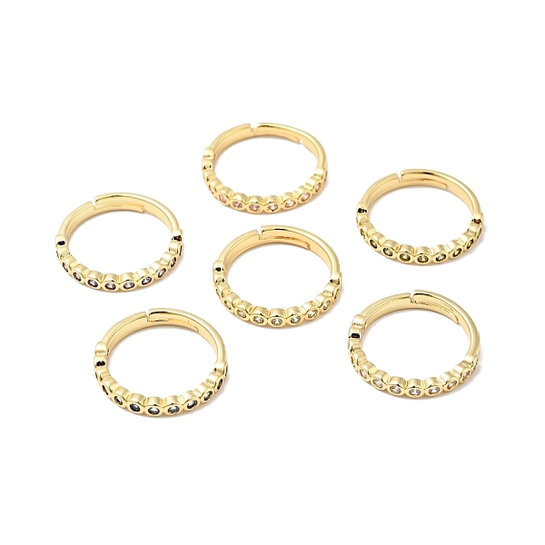 

PandaHall Cubic Zirconia Adjustable Rings, Rack Plating Brass Jewelry for Women, Cadmium Free & Lead Free, Mixed Color, 2.8mm, Inner..., Multicolor
