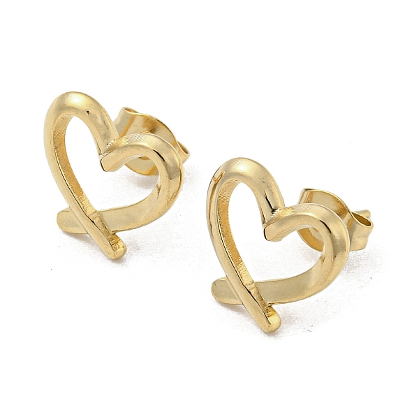 

PandaHall 304 Stainless Steel Stud Earrings, Hollow Heart Shape, Golden, 11x12mm 304 Stainless Steel Heart