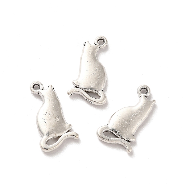

PandaHall Tibetan Style Alloy Pendants, Cat Charm, Antique Silver, 18x9.5x2mm, Hole: 1.2mm, about 500pcs/500g Alloy Cat Shape