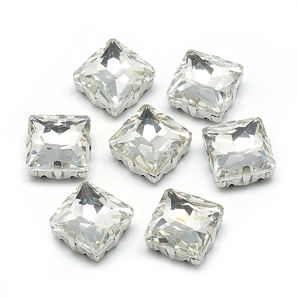 

PandaHall Sew on Rhinestone, Multi-strand Links, Glass Rhinestone, with Brass Prong Settings, Garments Accessories, Faceted, Square..., Clear