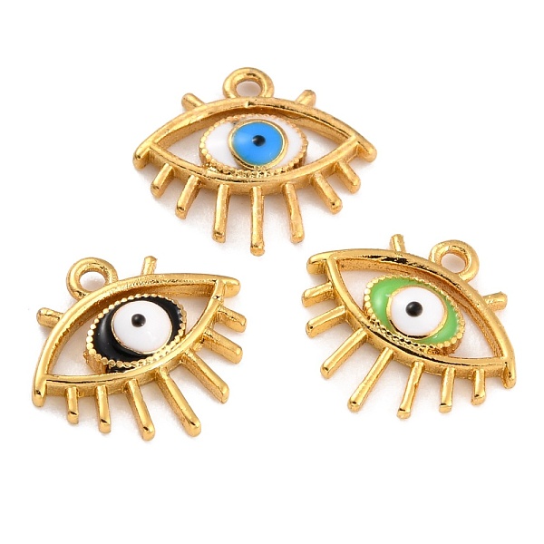 

PandaHall Golden Brass Enamel Pendants, Long-Lasting Plated, Evil Eye, Mixed Color, 12.5x14x2.5mm, Hole: 1.3mm Brass+Enamel Eye Multicolor