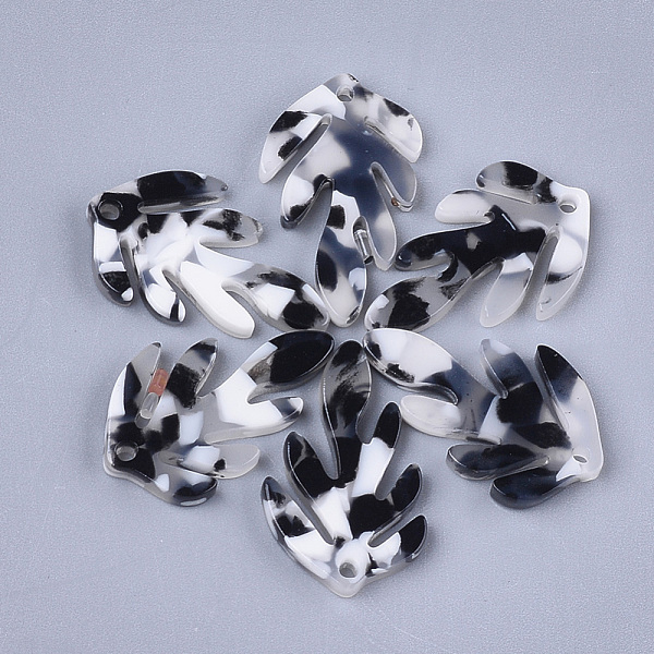 

PandaHall Cellulose Acetate(Resin) Pendants, Oak Leaf, Black, 24.5x15~15.5x2.5mm, Hole: 1.4mm Cellulose Acetate Leaf Black