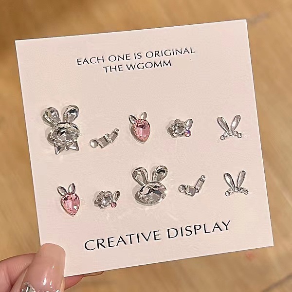 

PandaHall Nail Art Decoration Accessories Kits, including Glass Rhinestone Cabochons, Iron Findings, Acryic Cabochons, Flamingo..., Pink