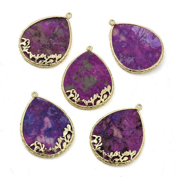 

PandaHall Natural Sugilite Pendants, Dyed Teardrop Charms with Rack Plating Golden Plated Brass Findings, 37x27.5x4mm, Hole: 1.6mm Sugilite...