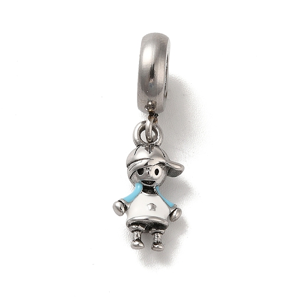 

PandaHall 304 Stainless Steel Enamel European Dangle Charms, Large Hole Pendants, Boy, Antique Silver, Light Sky Blue, 25mm, Pendant..., White