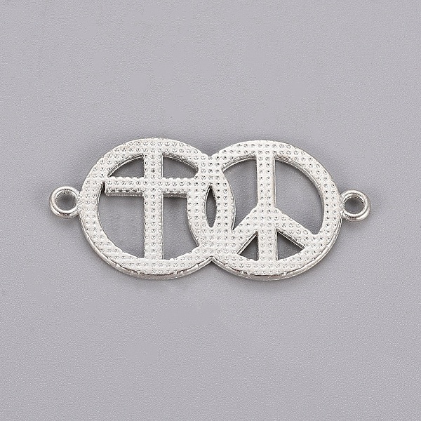 

PandaHall Alloy Rhinestone Links connectors, Cadmium Free & Lead Free, Platinum Metal Color, Peace Sign with Cross, Crystal, 44x21x3mm, Hole..., Clear