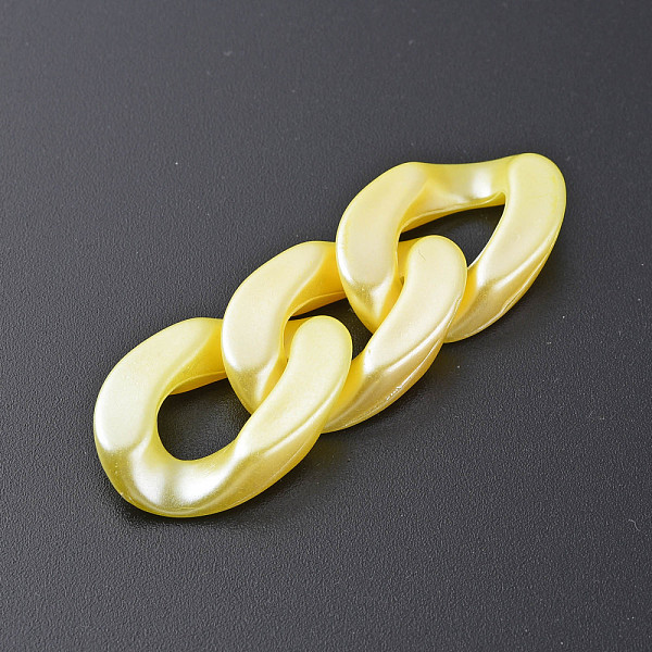 

PandaHall Opaque Acrylic Linking Rings, Quick Link Connectors, for Curb Chains Making, Pearlized, Twist, Yellow, 29x20x6mm, Inner Diameter...