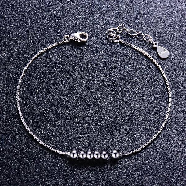 

PandaHall SHEGRACE 925 Sterling Silver Bracelet, with Small Beads, Silver Color Plated, 155mm Sterling Silver