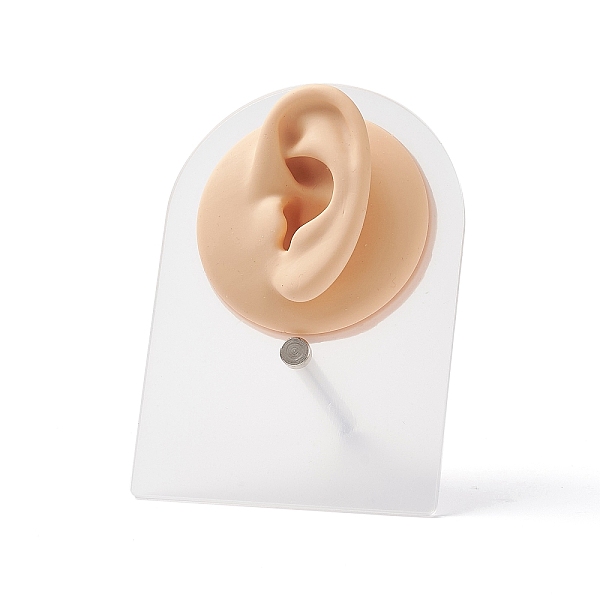 

PandaHall Soft Silicone Ear Displays Mould, with Acrylic Stands, Earrings Ear Stud Display Teaching Tools for Piercing Suture Acupuncture..., Brown