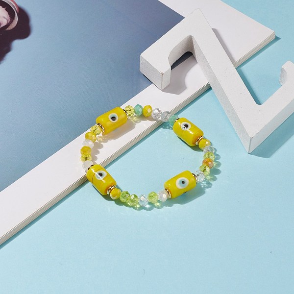 

PandaHall Column with Evil Eye Lampwork & Glass Beaded Stretch Bracelet for Women, Gold, Inner Diameter: 1-7/8 inch(4.7cm) Lampwork Evil Eye...