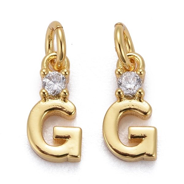 

PandaHall Brass Micro Pave Clear Cubic Zirconia Pendants, with Jump Rings, Real 18K Gold Plated, Long-Lasting Plated, Letter, Letter.G...