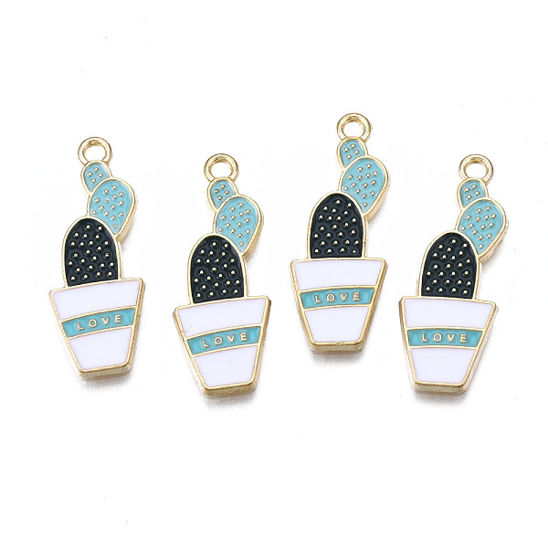 

PandaHall Rack Plating Alloy Enamel Pendants, Cadmium Free & Nickel Free & Lead Free, Cactus with Word LOVE, White, 26x10x1.5mm, Hole: 1.6mm...
