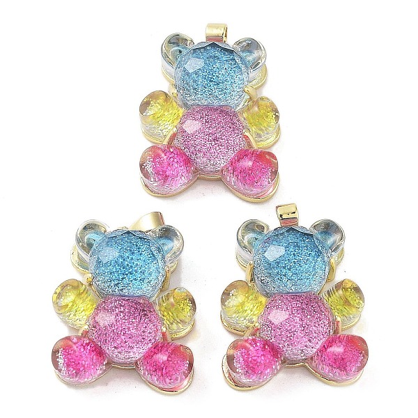 

PandaHall Transparent Resin Glitter Powder Pendants, Rack Plating Brass Bear Charms, Real 18K Gold Plateds, Long-Lasting Plated, Cadmium...