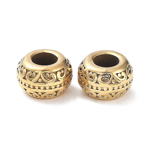 

PandaHall Ion Plating(IP) 304 Stainless Steel European Beads, Large Hole Beads, Rondelle, Golden, 12x7mm, Hole: 5.5mm 304 Stainless Steel...