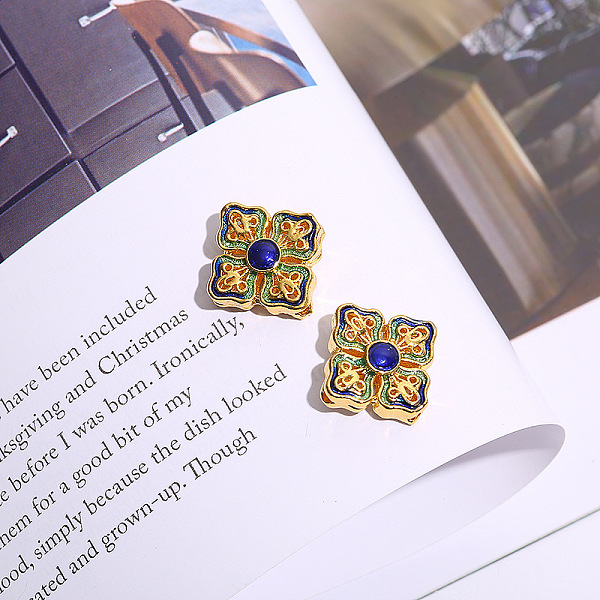 

PandaHall Brass Enamel Beads, Flower, Golden, 17x17mm Brass+Enamel Flower