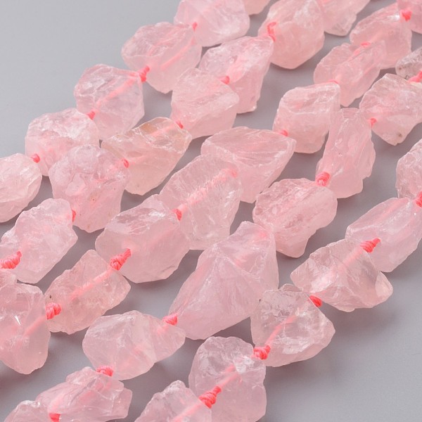 

PandaHall Natural Raw Rose Quartz Beads Strands, Nuggets, 16~32x10~28x7~21mm, Hole: 1mm, about 15~16pcs/strand, 15.7 inch~16.5 inch Rose..., Pink