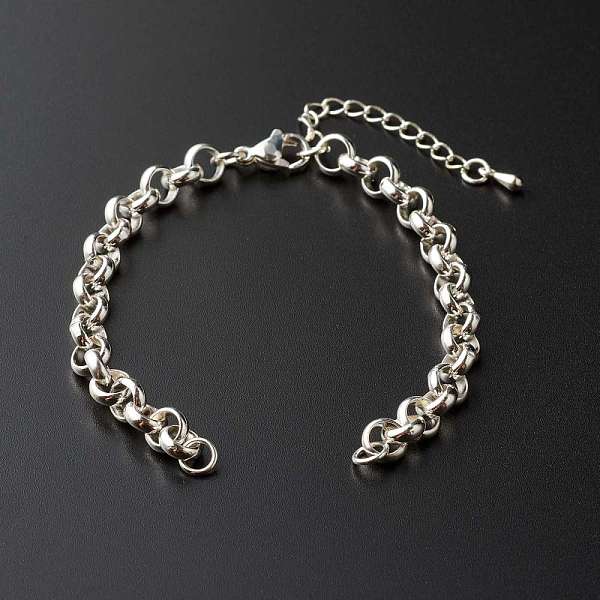 

PandaHall 304 Stainless Steel Rolo Chain Bracelet, Belcher Chain, with 304 Stainless Steel Jump Rings, with Brass Chain Extender, Silver...