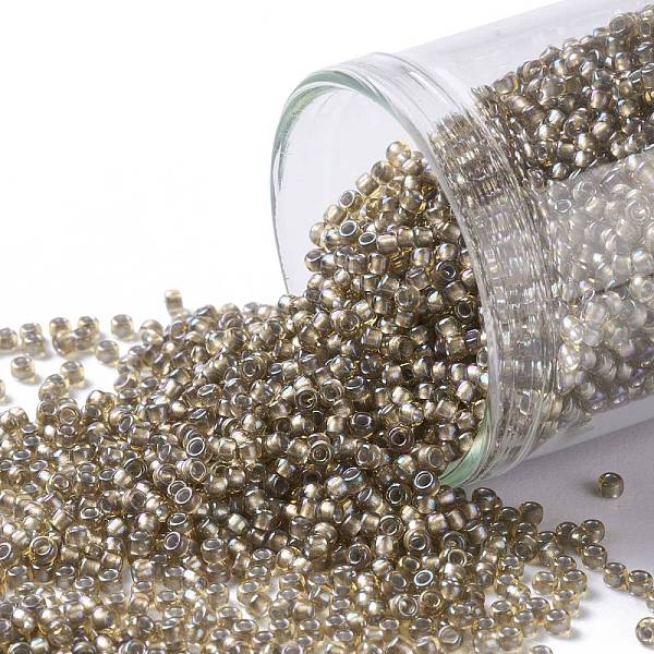 

PandaHall TOHO Round Seed Beads, Japanese Seed Beads, (279) Inside Color AB Light Topaz/Gray Lined, 15/0, 1.5mm, Hole: 0.7mm, about...
