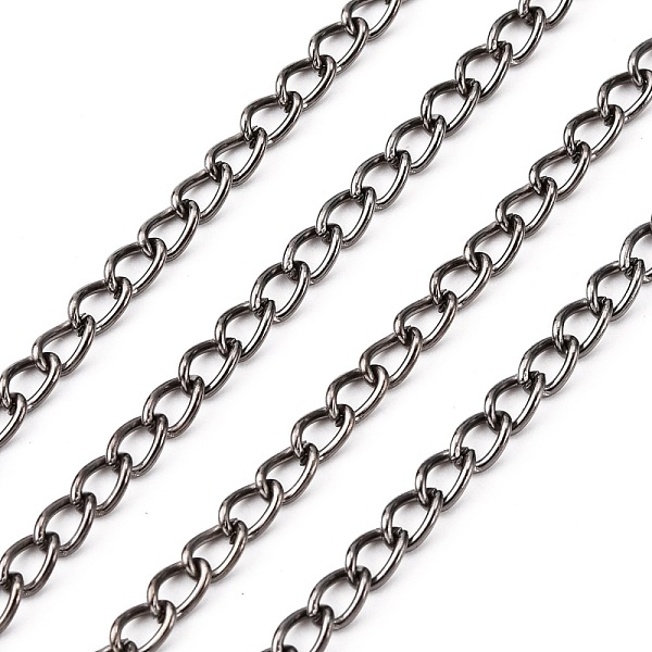 

PandaHall Iron Twisted Chains Curb Chains, Unwelded, with Spool, Gunmetal, Link:3x5mm, 0.8mm thick, about 328.08 Feet(100m)/roll Iron