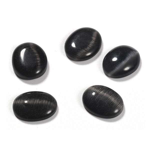 

PandaHall Cat Eye Cabochons, Oval, Black, 40x30x5.5mm Glass Oval Black