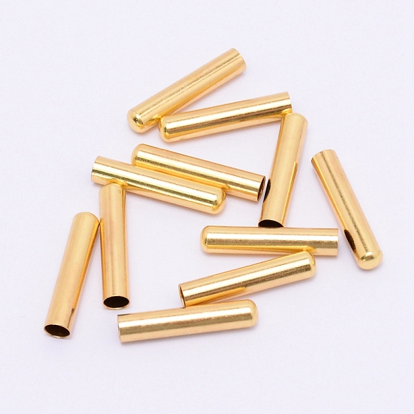 

PandaHall Brass Cord Ends, End Caps, Column, Golden, 20x4mm, Hole: 3.5mm Brass