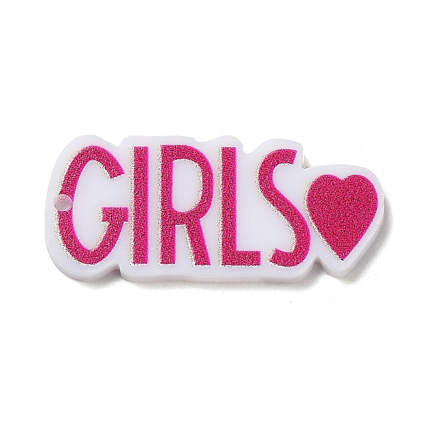 

PandaHall Acrylic Pendants, Word GIRLS, Deep Pink, 30x13x2mm, Hole: 1.4mm Acrylic