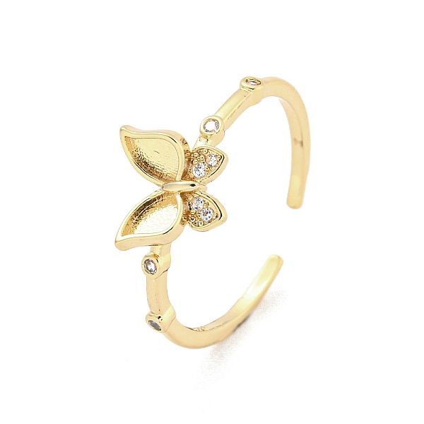 

PandaHall Butterfly Brass Micro Pave Cubic Zirconia Cuff Rings Findings, Ring Settings, Ring Core Blank for Enamel, Long-Lasting Plated..., Clear