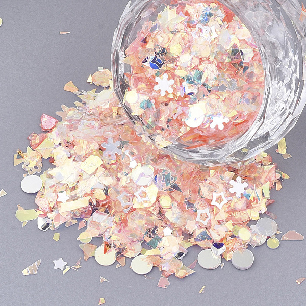 

PandaHall Ornament Accessories, PVC Plastic Paillette/Sequins Beads, No Hole/Undrilled Beads, Mixed Shapes, Light Salmon, 1~8x2~9x0.3mm PVC..., Red