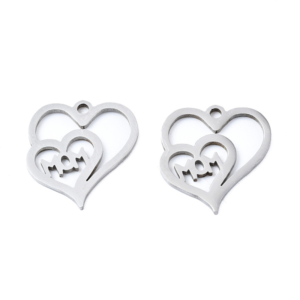 

PandaHall 201 Stainless Steel Pendants, Laser Cut, Heart, Stainless Steel Color, 16x14.5x1mm, Hole: 1.4mm 201 Stainless Steel Heart