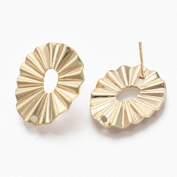 

PandaHall Brass Stud Earring Findings, Real 18K Gold Plated, Nickel Free, Oval, 22x18mm, Hole: 1.2mm, Pin: 0.8mm Brass Oval