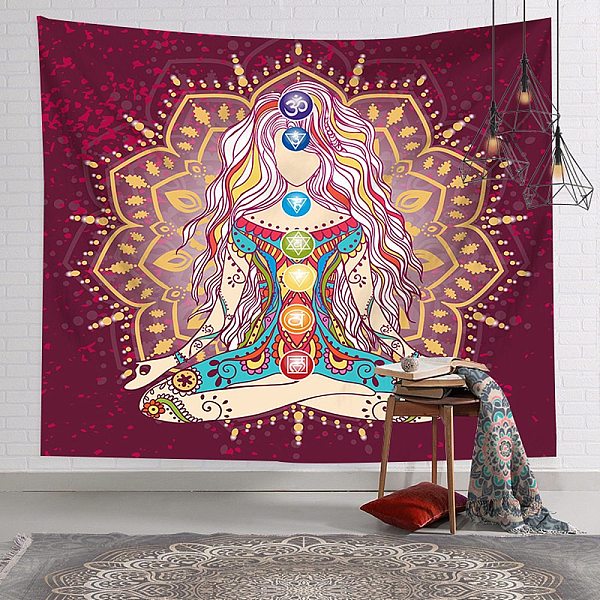 

PandaHall Mandala Yoga Colorful Indian Tapestries, Polyester Bohemian Wall Hanging Tapestry, for Bedroom Living Room Decoration, Rectangle...