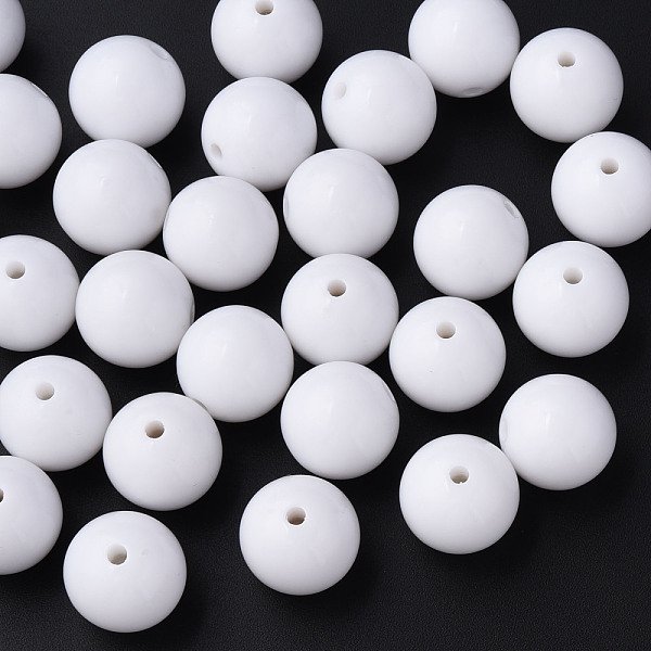 

PandaHall Opaque Acrylic Beads, Round, White, 18x17mm, Hole: 3mm,about 152pcs/500g Acrylic Round White