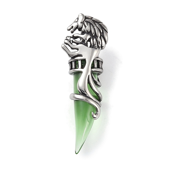 

PandaHall Glass Pendants, with 316 Surgical Stainless Steel Findings, Lion, Lime Green, 52.5x17.5x13.5mm, Hole: 9.5x5mm Stainless...