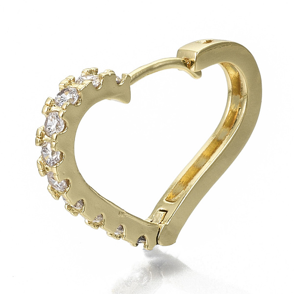 

PandaHall Brass Micro Pave Clear Cubic Zirconia Huggie Hoop Earrings, Nickel Free, Heart, Real 18K Gold Plated, 20x28x3mm, Pin: 1x1mm Brass...
