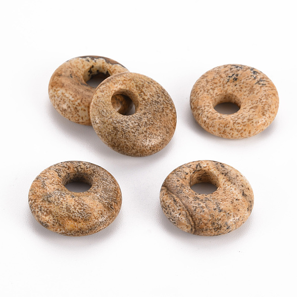 

PandaHall Natural Picture Jasper Pendants, Donut/Pi Disc, 17.5~18.5x5.5mm, Hole: 5.5mm Picture Jasper Donut
