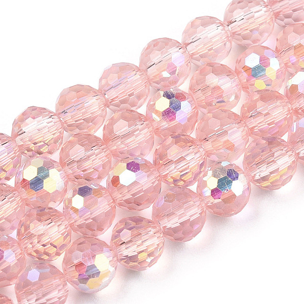 

PandaHall Transparent Electroplate Glass Beads Strands, Faceted(96 Facets), Half AB Color Plated, Round, Pink, 6x5mm, Hole: 1mm, about...
