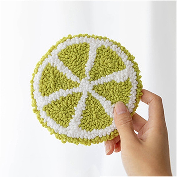 

PandaHall DIY Cotton Cup Mat Punch Needle Kits, with Woolen Yarn and Nonwoven Fabric & Plastic Shovel & Wire & Awl Tool, Lemon Pattern..., Multicolor
