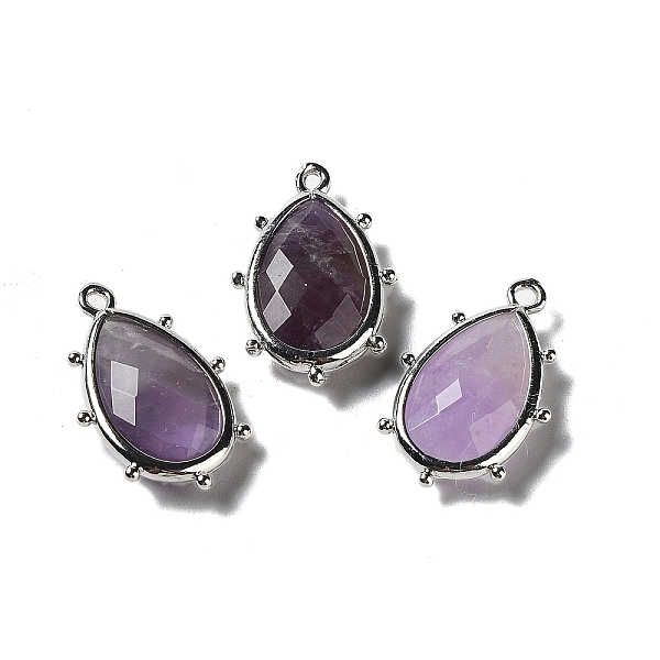 

PandaHall Natural Amethyst Pendants, with Platinum Brass Edge, Faceted, Teardrop, 22.5x14x5.5mm, Hole: 1.6mm. Amethyst Teardrop