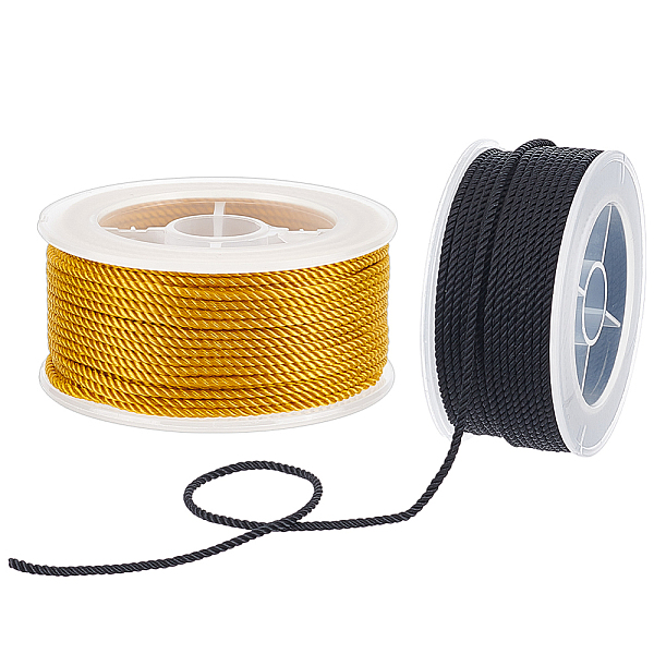 

PandaHall Olycraft 2Rolls 2 Colors 3-ply Nylon Milan Cord, for Woven Bracelet Necklace Making, Mixed Color, 2mm, 1roll/color Nylon..., Multicolor