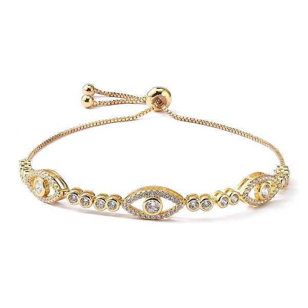 

PandaHall Horse Eye Cubic Zirconia Slider Bracelet, Real 18K Gold Plated Brass Adjustable Bracelet for Women, Clear, Inner Diameter: 1-1/8~2...