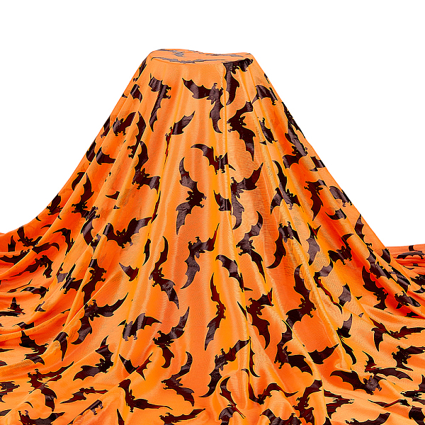 

PandaHall FINGERINSPIRE 2x1.7 Yard Black Bat Pattern Fabric Halloween Fabric by The Yard Dark Orange Nylon Fabric Garment Accessories for...