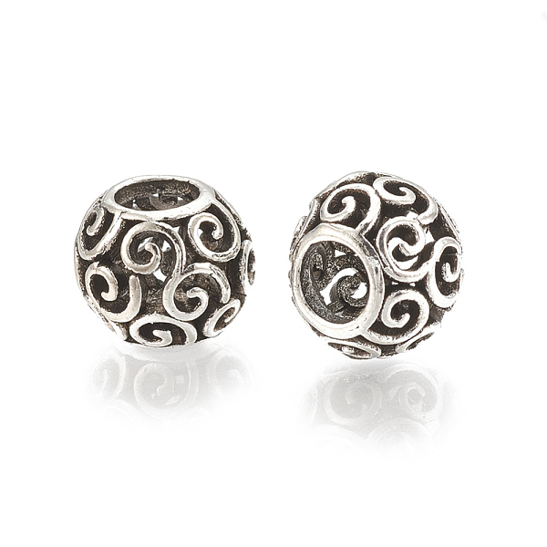 

PandaHall Alloy European Beads, Large Hole Beads, Hollow, Rondelle, Antique Silver, 11.5x9.5mm, Hole: 5mm Alloy Rondelle