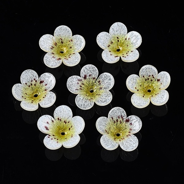 

PandaHall Plastic Beads, Flower, Yellow, 14~14.5x14.5~15x5.5~6mm, Hole: 1.2mm Plastic Flower Yellow